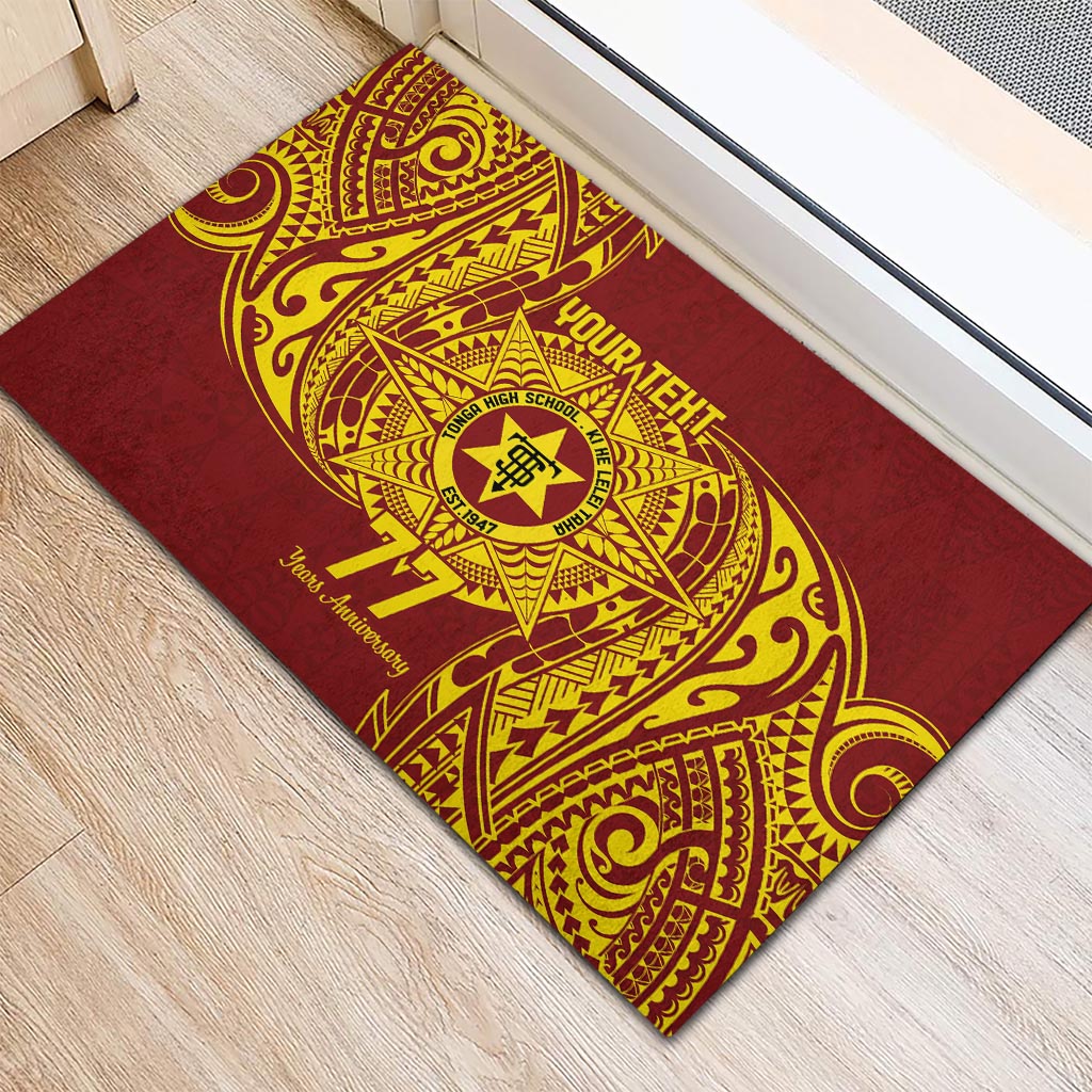 Personalised Tonga High School 77th Anniversary Rubber Doormat Special Kupesi Pattern LT9 - Polynesian Pride
