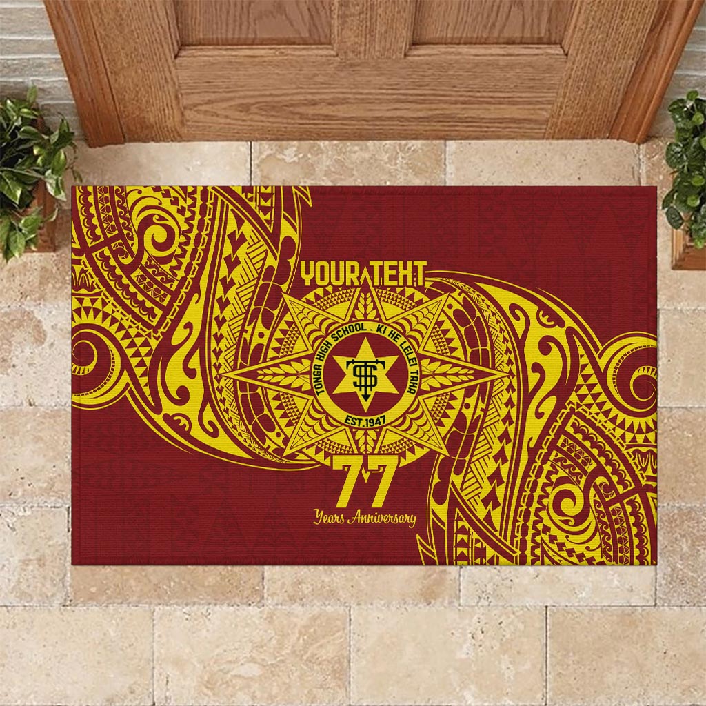 Personalised Tonga High School 77th Anniversary Rubber Doormat Special Kupesi Pattern LT9 - Polynesian Pride