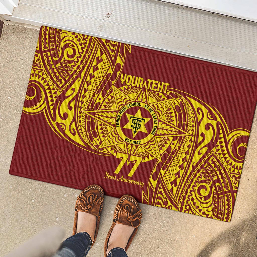 Personalised Tonga High School 77th Anniversary Rubber Doormat Special Kupesi Pattern LT9 - Polynesian Pride
