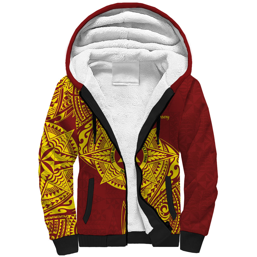 Personalised Tonga High School 77th Anniversary Sherpa Hoodie Special Kupesi Pattern LT9 Unisex Gold - Polynesian Pride