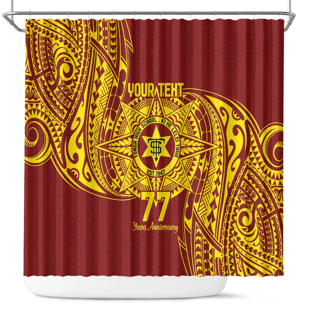 Personalised Tonga High School 77th Anniversary Shower Curtain Special Kupesi Pattern