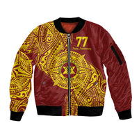 Personalised Tonga High School 77th Anniversary Sleeve Zip Bomber Jacket Special Kupesi Pattern LT9 Unisex Gold - Polynesian Pride