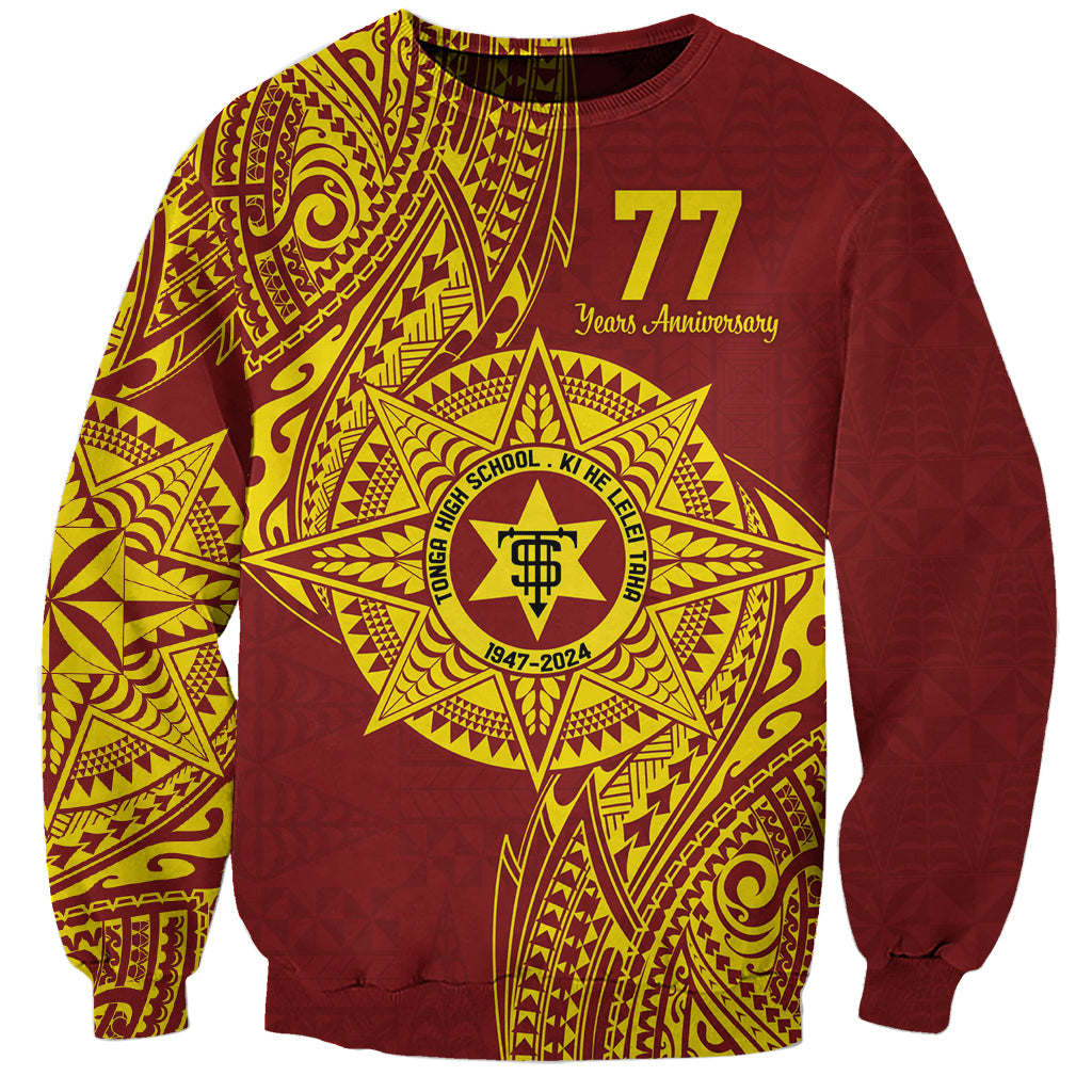 Personalised Tonga High School 77th Anniversary Sweatshirt Special Kupesi Pattern LT9 Unisex Gold - Polynesian Pride