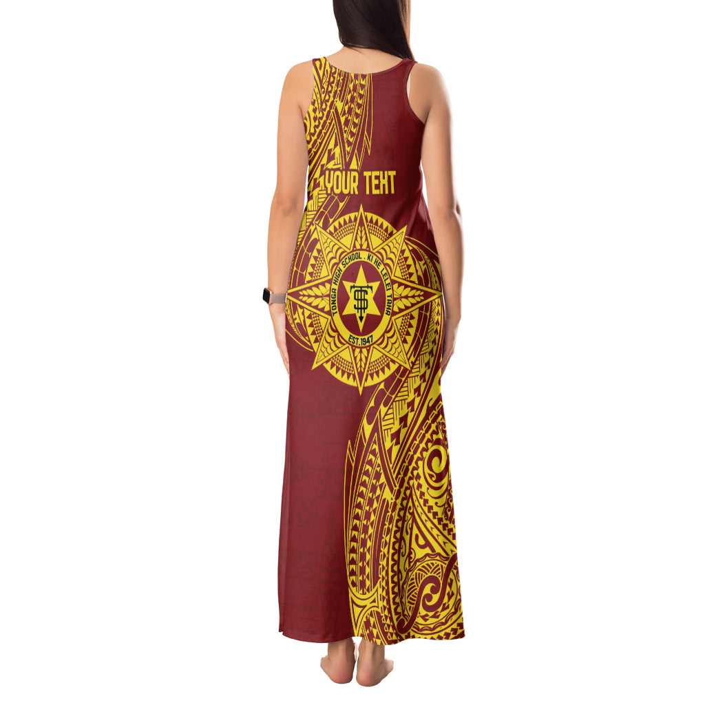 Personalised Tonga High School 77th Anniversary Tank Maxi Dress Special Kupesi Pattern LT9 - Polynesian Pride