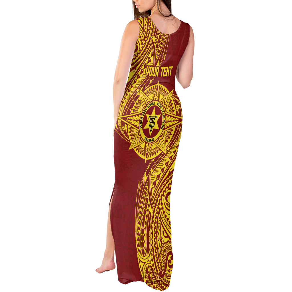 Personalised Tonga High School 77th Anniversary Tank Maxi Dress Special Kupesi Pattern LT9 - Polynesian Pride
