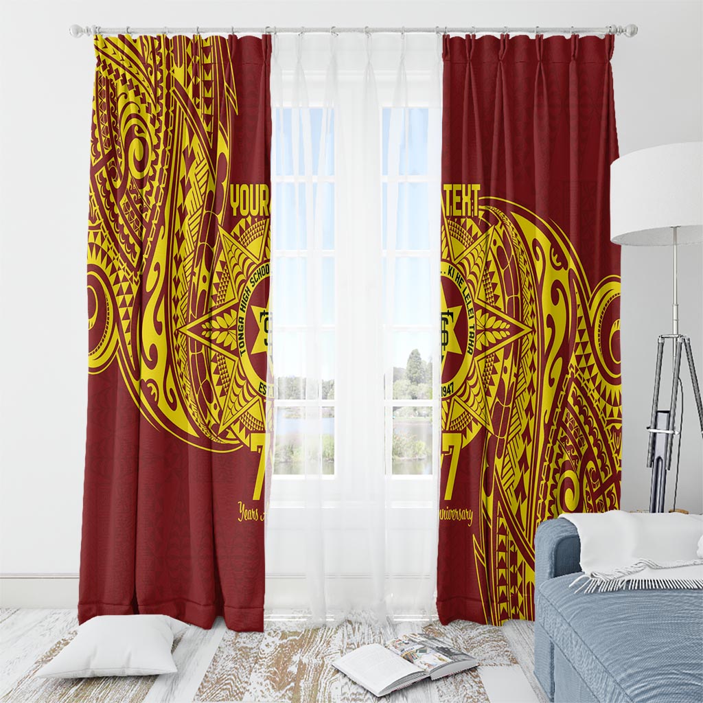 Personalised Tonga High School 77th Anniversary Window Curtain Special Kupesi Pattern LT9 - Polynesian Pride