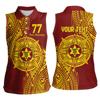 Personalised Tonga High School 77th Anniversary Women Sleeveless Polo Shirt Special Kupesi Pattern