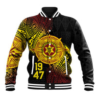 Personalised Tonga High School Baseball Jacket Since 1947 Special Kupesi Pattern LT9 Unisex Black - Polynesian Pride