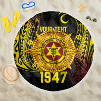 Personalised Tonga High School Beach Blanket Since 1947 Special Kupesi Pattern LT9 One Size 150cm Black - Polynesian Pride