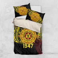 Personalised Tonga High School Bedding Set Since 1947 Special Kupesi Pattern LT9 US Twin 172cm x 218cm Black - Polynesian Pride