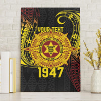 Personalised Tonga High School Canvas Wall Art Since 1947 Special Kupesi Pattern LT9 Without Frame Black - Polynesian Pride