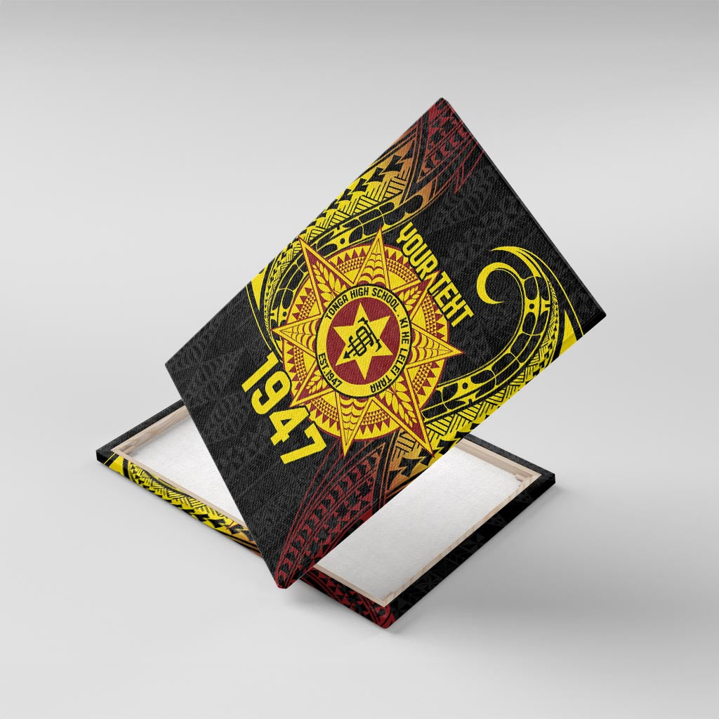 Personalised Tonga High School Canvas Wall Art Since 1947 Special Kupesi Pattern LT9 With Frame Black - Polynesian Pride