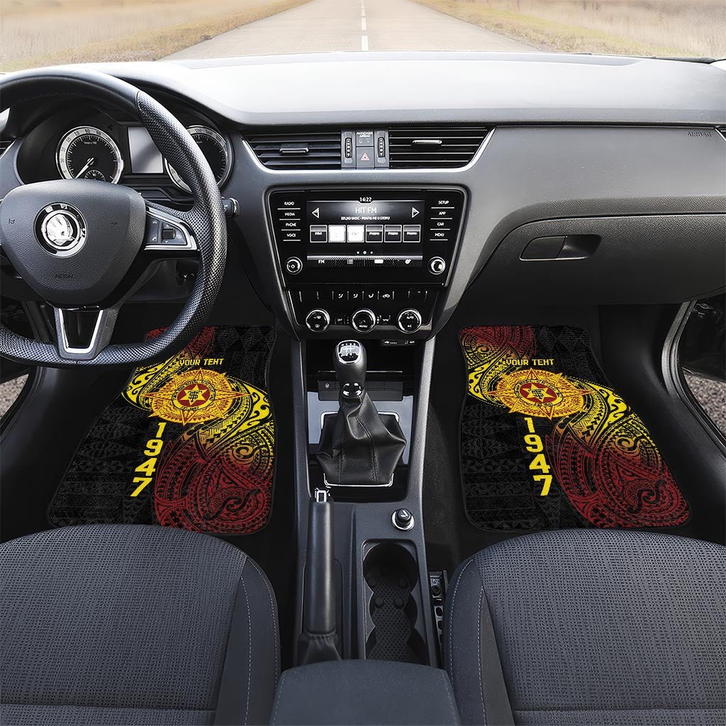 Personalised Tonga High School Car Mats Since 1947 Special Kupesi Pattern LT9 Set 2pcs - Front Black - Polynesian Pride