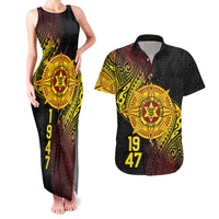 Personalised Tonga High School Couples Matching Tank Maxi Dress and Hawaiian Shirt Since 1947 Special Kupesi Pattern LT9 Black - Polynesian Pride
