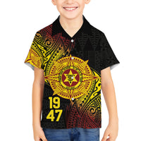 Personalised Tonga High School Family Matching Puletasi and Hawaiian Shirt Since 1947 Special Kupesi Pattern LT9 Son's Shirt Black - Polynesian Pride
