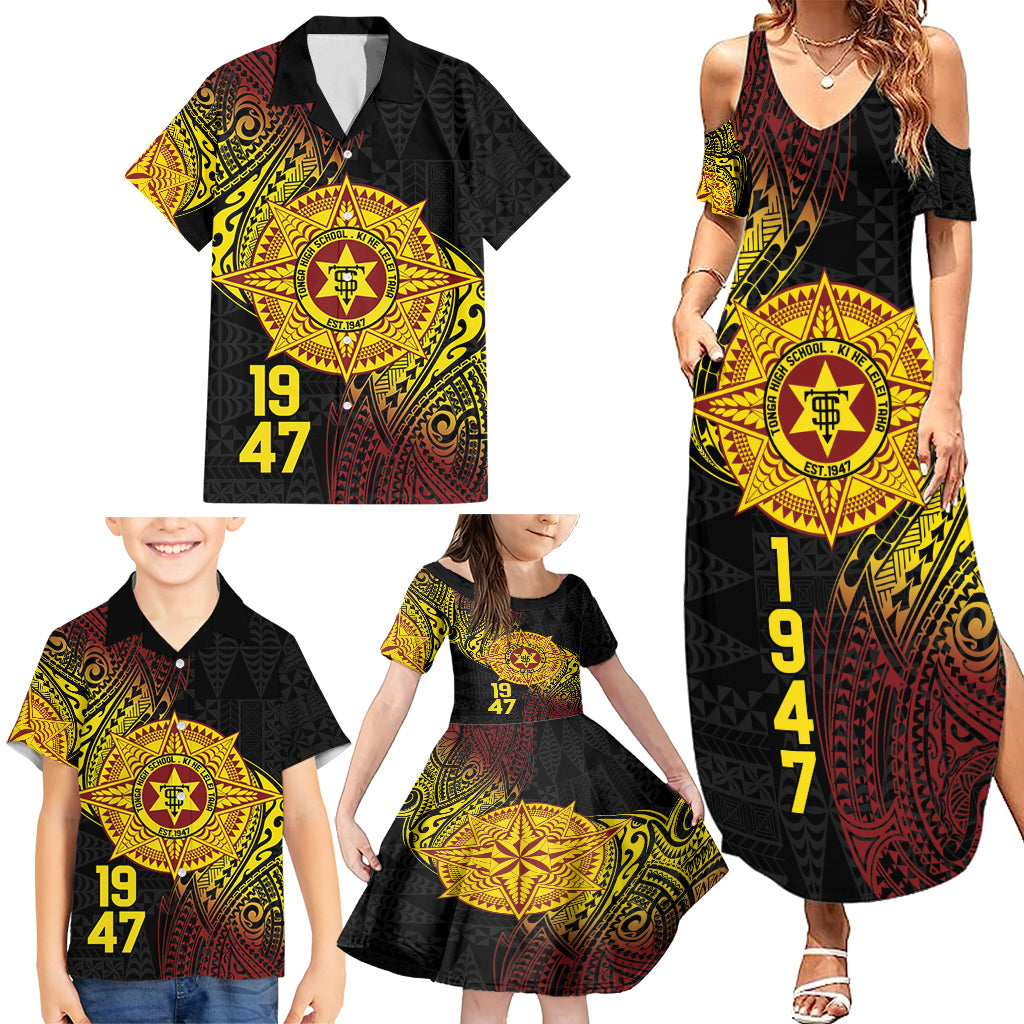 Personalised Tonga High School Family Matching Summer Maxi Dress and Hawaiian Shirt Since 1947 Special Kupesi Pattern LT9 - Polynesian Pride