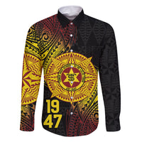 Personalised Tonga High School Family Matching Summer Maxi Dress and Hawaiian Shirt Since 1947 Special Kupesi Pattern LT9 Dad's Shirt - Long Sleeve Black - Polynesian Pride
