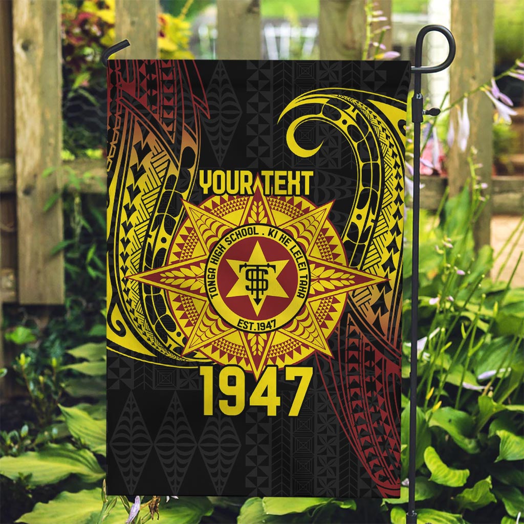 Personalised Tonga High School Garden Flag Since 1947 Special Kupesi Pattern LT9 Garden Flag Black - Polynesian Pride