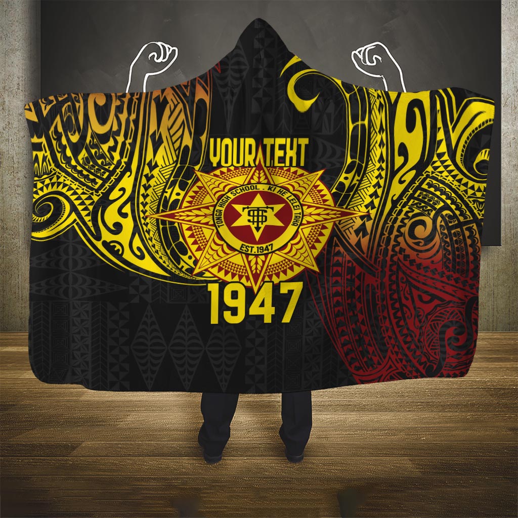 Personalised Tonga High School Hooded Blanket Since 1947 Special Kupesi Pattern LT9 One Size Black - Polynesian Pride