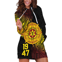 Personalised Tonga High School Hoodie Dress Since 1947 Special Kupesi Pattern LT9 Black - Polynesian Pride