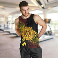 Personalised Tonga High School Men Tank Top Since 1947 Special Kupesi Pattern LT9 Black - Polynesian Pride
