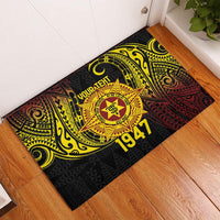 Personalised Tonga High School Rubber Doormat Since 1947 Special Kupesi Pattern LT9 Black - Polynesian Pride