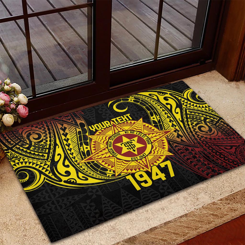 Personalised Tonga High School Rubber Doormat Since 1947 Special Kupesi Pattern LT9 - Polynesian Pride