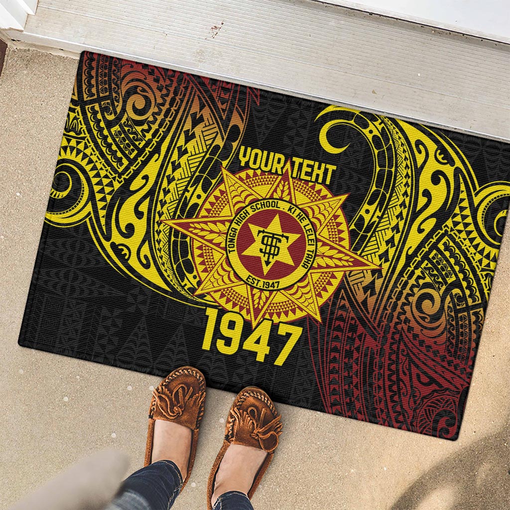 Personalised Tonga High School Rubber Doormat Since 1947 Special Kupesi Pattern LT9 - Polynesian Pride
