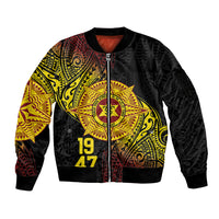 Personalised Tonga High School Sleeve Zip Bomber Jacket Since 1947 Special Kupesi Pattern LT9 Unisex Black - Polynesian Pride