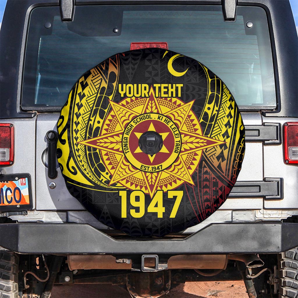 Personalised Tonga High School Spare Tire Cover Since 1947 Special Kupesi Pattern LT9 Black - Polynesian Pride