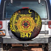 Personalised Tonga High School Spare Tire Cover Since 1947 Special Kupesi Pattern LT9 Black - Polynesian Pride
