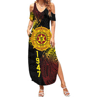 Personalised Tonga High School Summer Maxi Dress Since 1947 Special Kupesi Pattern LT9 Women Black - Polynesian Pride