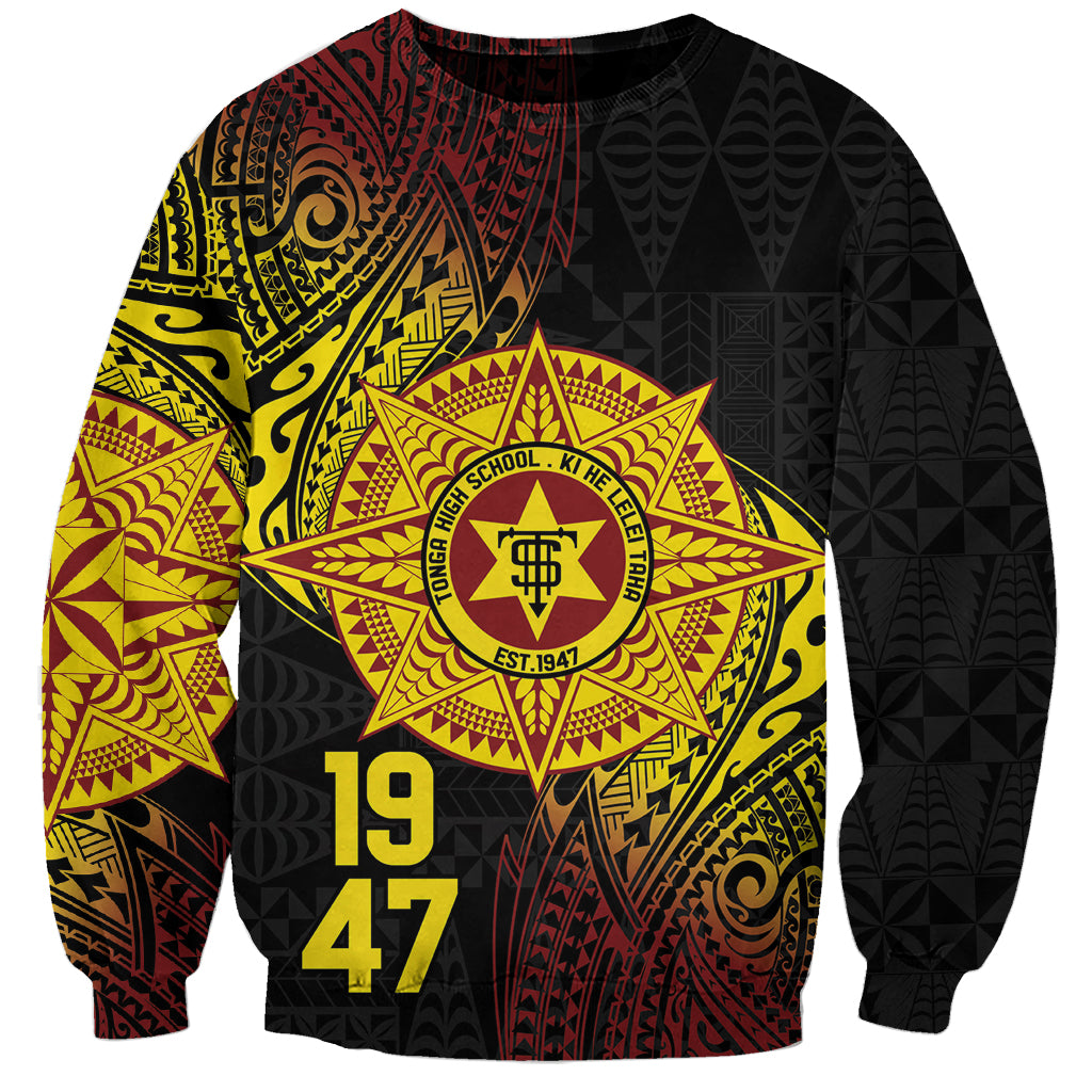 Personalised Tonga High School Sweatshirt Since 1947 Special Kupesi Pattern LT9 Unisex Black - Polynesian Pride