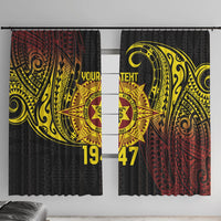 Personalised Tonga High School Window Curtain Since 1947 Special Kupesi Pattern LT9 With Hooks Black - Polynesian Pride