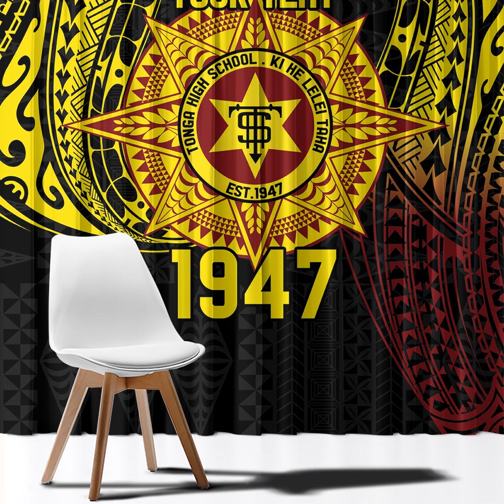 Personalised Tonga High School Window Curtain Since 1947 Special Kupesi Pattern LT9 - Polynesian Pride