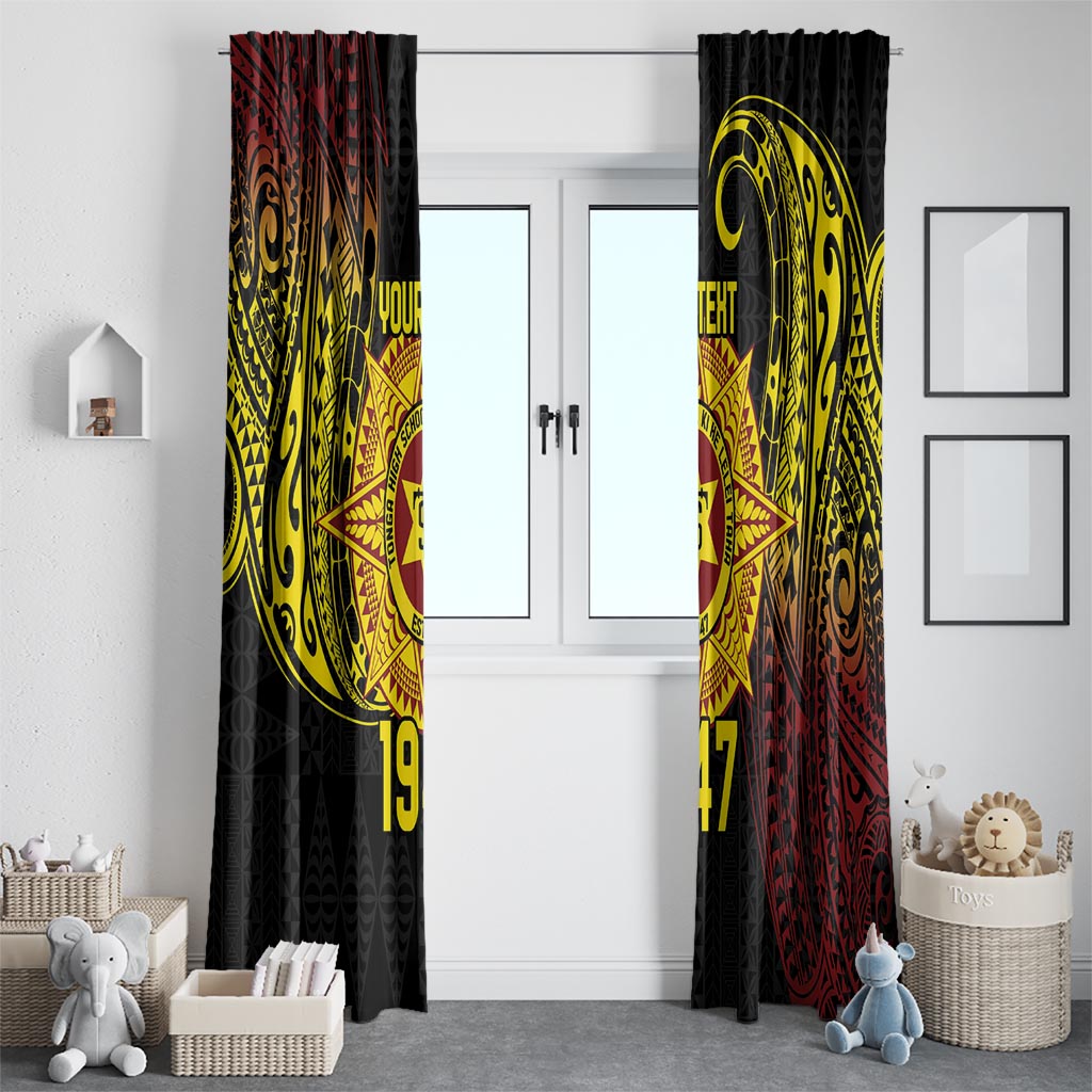 Personalised Tonga High School Window Curtain Since 1947 Special Kupesi Pattern LT9 - Polynesian Pride