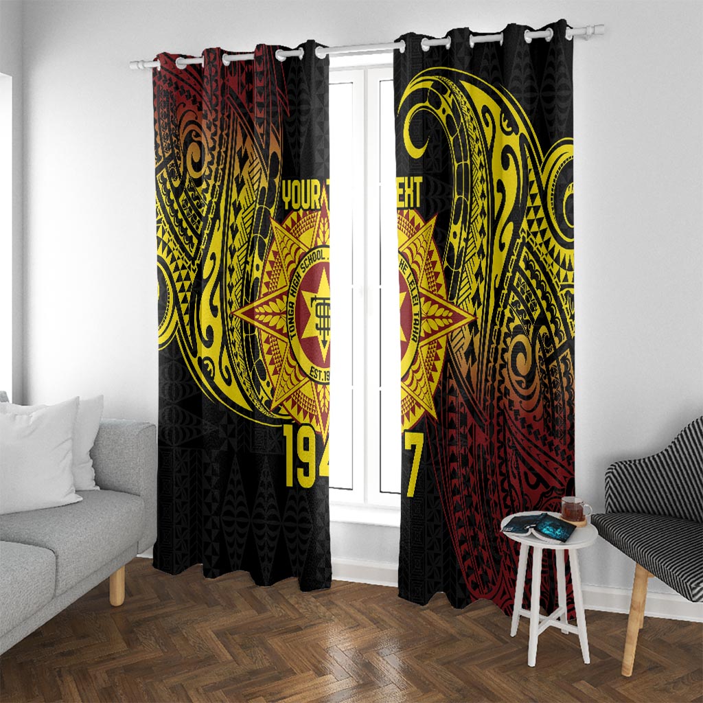 Personalised Tonga High School Window Curtain Since 1947 Special Kupesi Pattern LT9 With Grommets Black - Polynesian Pride
