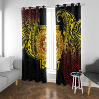 Personalised Tonga High School Window Curtain Since 1947 Special Kupesi Pattern LT9 With Grommets Black - Polynesian Pride