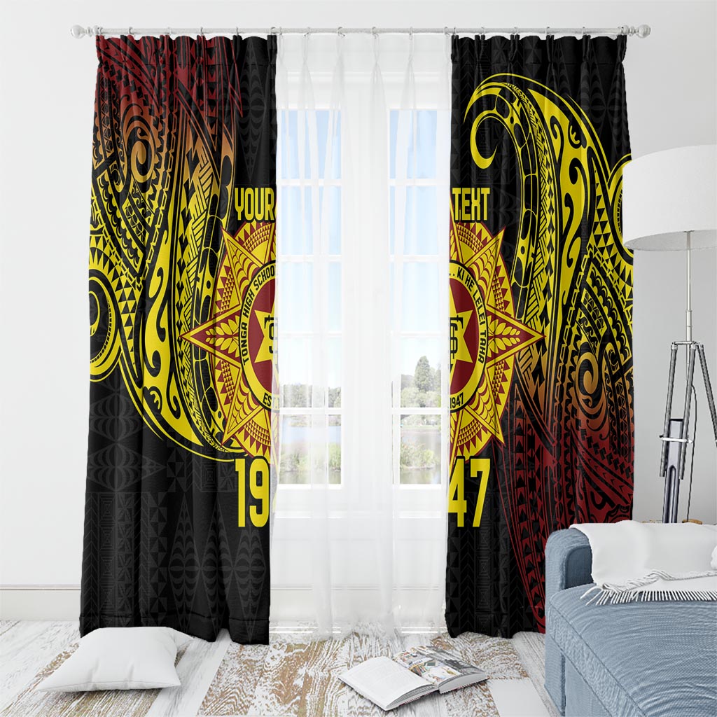 Personalised Tonga High School Window Curtain Since 1947 Special Kupesi Pattern LT9 - Polynesian Pride