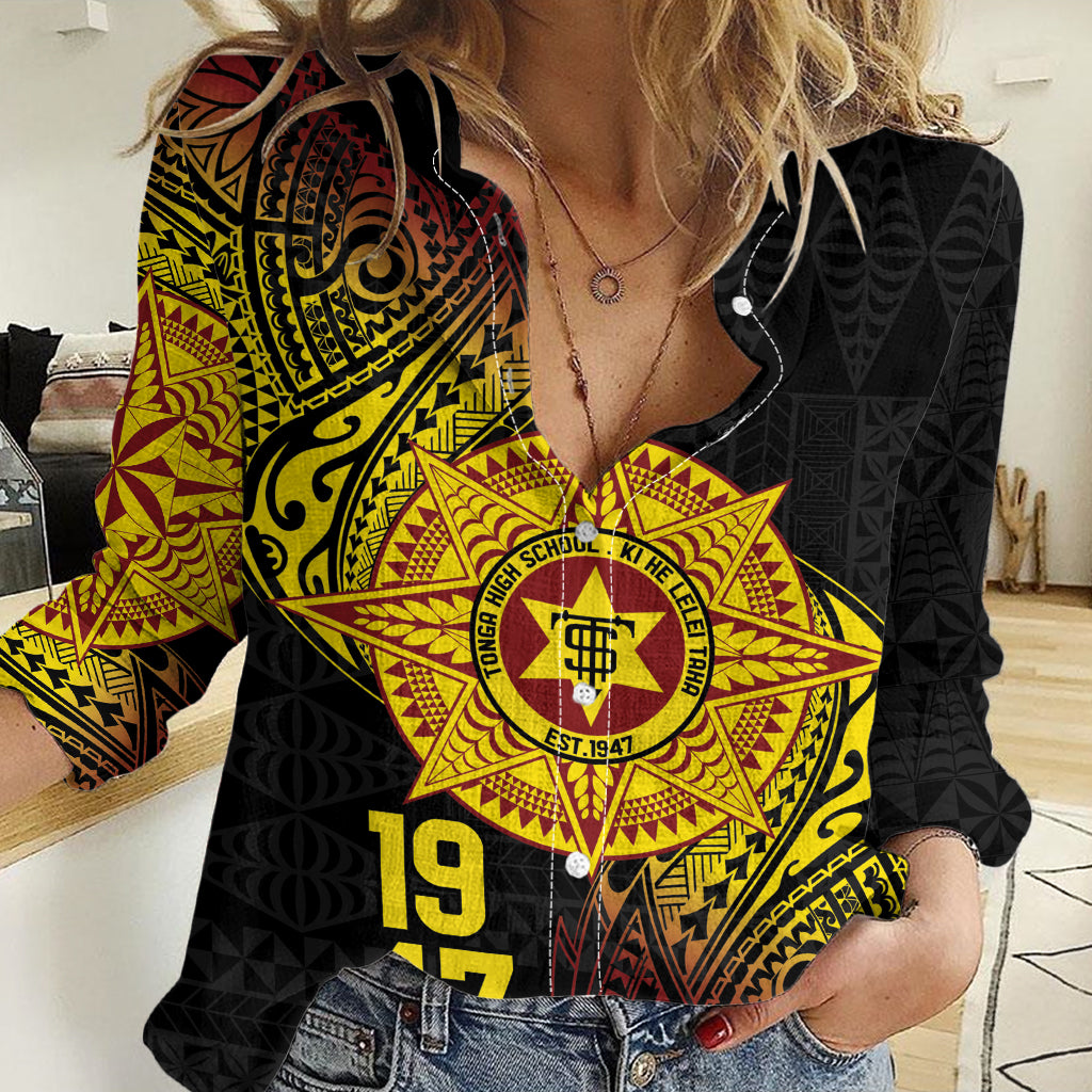 Personalised Tonga High School Women Casual Shirt Since 1947 Special Kupesi Pattern