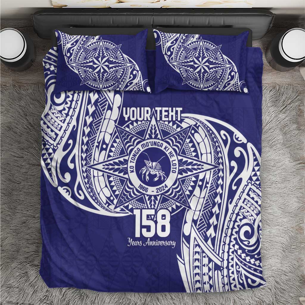 Personalised Tonga Tupou College Tolo 158th Anniversary Bedding Set Special Kupesi Pattern LT9 Blue - Polynesian Pride