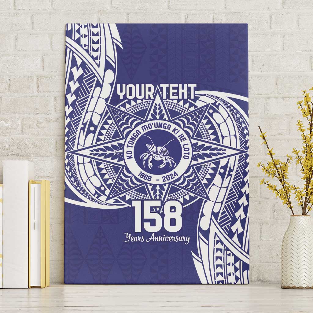 Personalised Tonga Tupou College Tolo 158th Anniversary Canvas Wall Art Special Kupesi Pattern LT9 Without Frame Blue - Polynesian Pride
