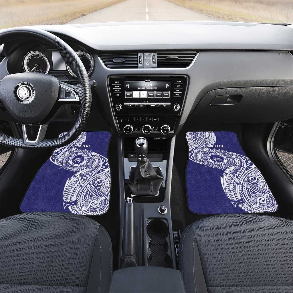Personalised Tonga Tupou College Tolo 158th Anniversary Car Mats Special Kupesi Pattern LT9 Set 2pcs - Front Blue - Polynesian Pride