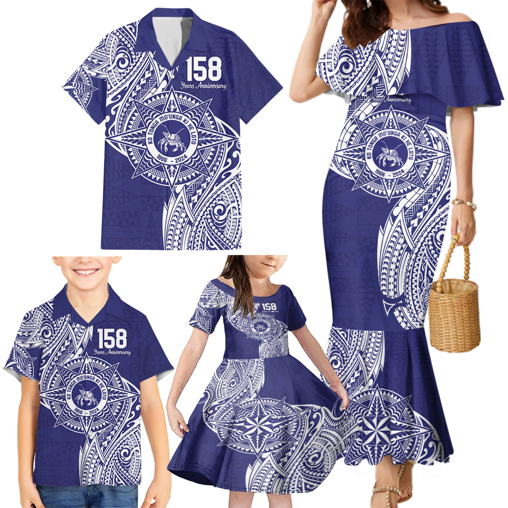 Personalised Tonga Tupou College Tolo 158th Anniversary Family Matching Mermaid Dress and Hawaiian Shirt Special Kupesi Pattern LT9 - Polynesian Pride