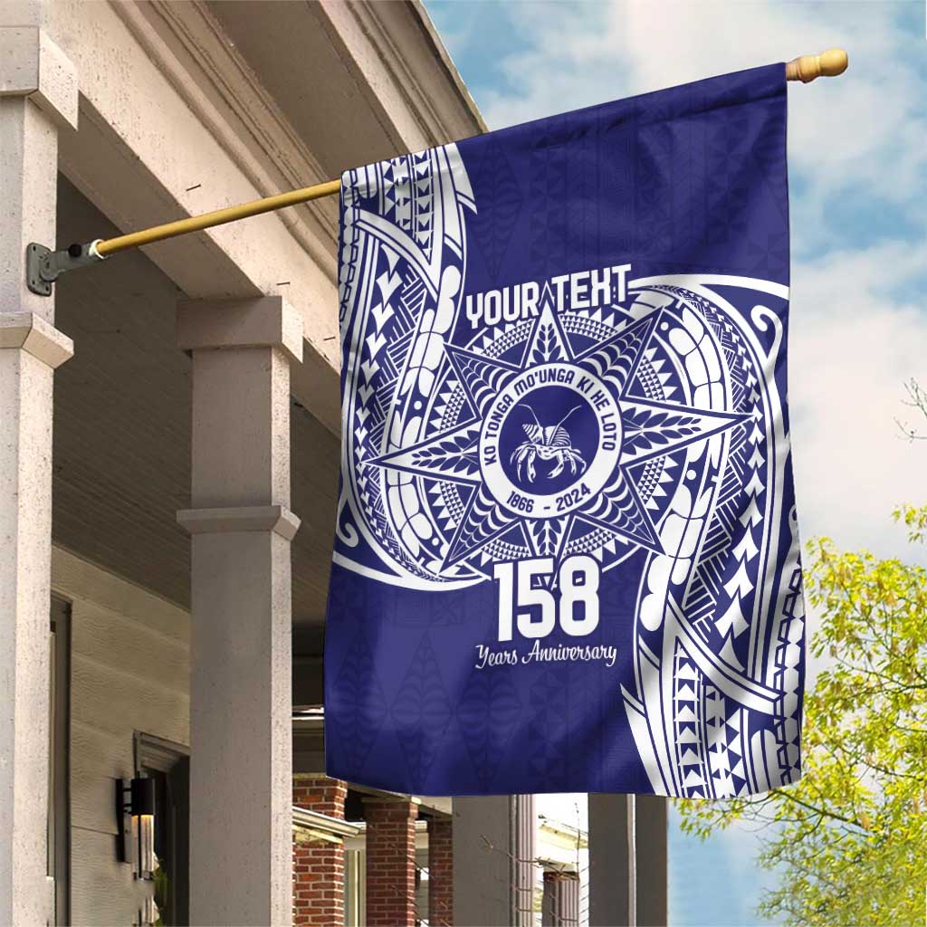Personalised Tonga Tupou College Tolo 158th Anniversary Garden Flag Special Kupesi Pattern LT9 House Flag Blue - Polynesian Pride