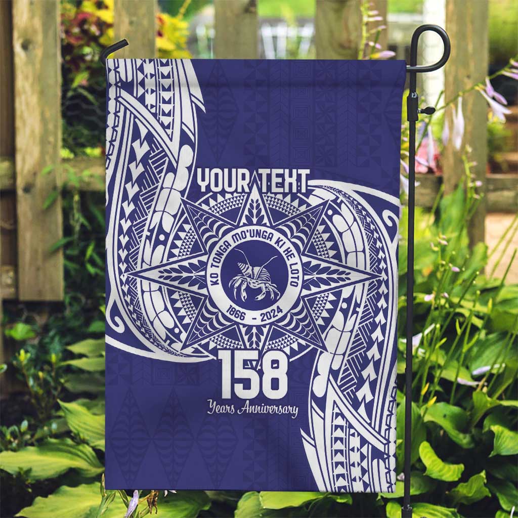 Personalised Tonga Tupou College Tolo 158th Anniversary Garden Flag Special Kupesi Pattern LT9 Garden Flag Blue - Polynesian Pride