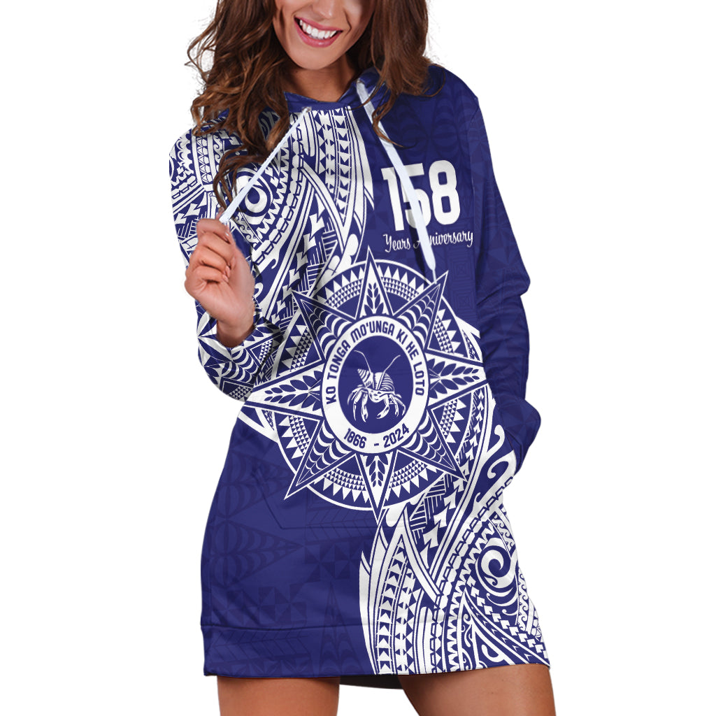 Personalised Tonga Tupou College Tolo 158th Anniversary Hoodie Dress Special Kupesi Pattern LT9 Blue - Polynesian Pride