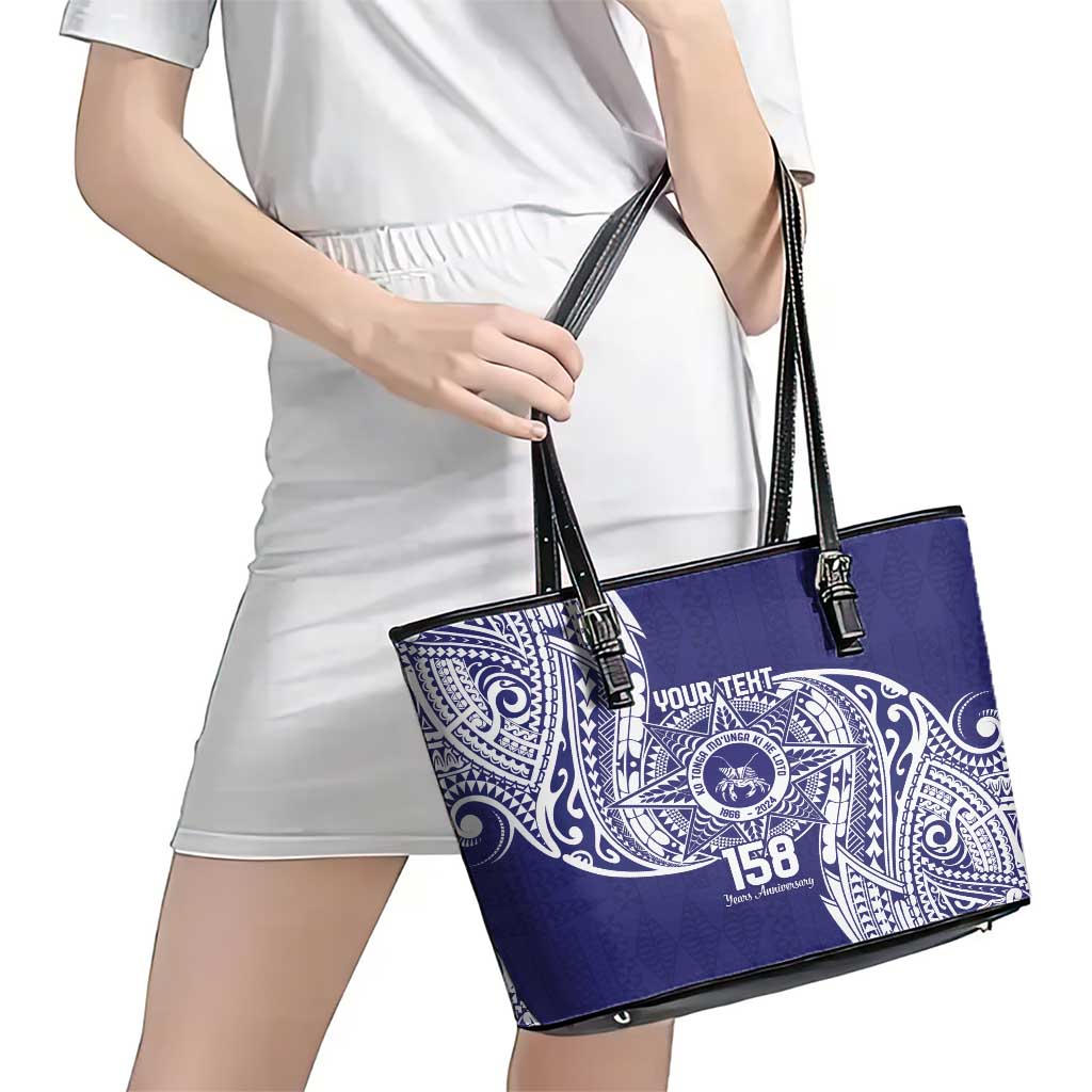 Personalised Tonga Tupou College Tolo 158th Anniversary Leather Tote Bag Special Kupesi Pattern LT9 - Polynesian Pride