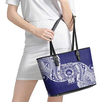 Personalised Tonga Tupou College Tolo 158th Anniversary Leather Tote Bag Special Kupesi Pattern LT9 - Polynesian Pride