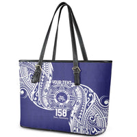 Personalised Tonga Tupou College Tolo 158th Anniversary Leather Tote Bag Special Kupesi Pattern LT9 - Polynesian Pride